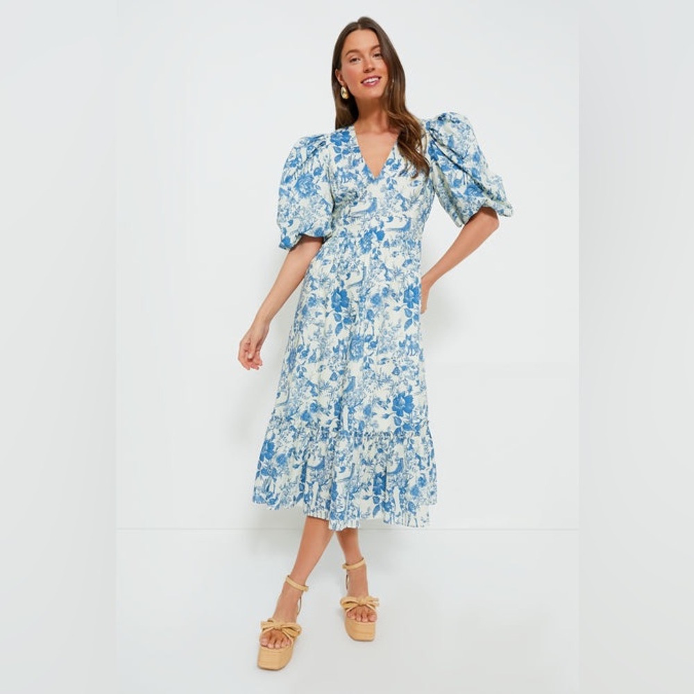 Tuckernuck Hyacinth House Blue Woodland Floral Lindley Dress - Small